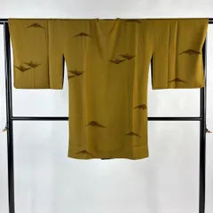 【美品】 道行 身丈92cm 裄丈67cm M 和装コート 角衿 リバーシブル 山並み ビロード風 茶色 正絹 秀品 【中古】