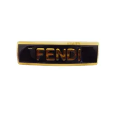 【最大30％OFF★ウィンターセール】フェンディ FENDI バレッタ ロゴ ブラック ベージュ レディース 中古
