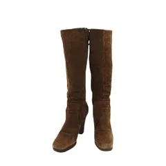 【X'masセール★30%OFF】ミュウミュウ MIUMIU ブーツロングブーツ ♯39 チャンキーヒール ブラウン レディース 中古 ミュウミュウ MIUMIU ブーツ ロングブーツ ♯39 チャンキーヒール