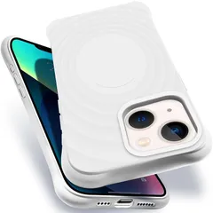 iPhone13 iPhone14 MagSafe対応 ケース 耐衝撃 米軍MIL規格 アイフォン14 スマホケース シリコン 保護ケース いpほね13 カバー ストラップホール付き 傷つけ防止 ワイヤレス充電対応 6.1インチ用（ホワイト）