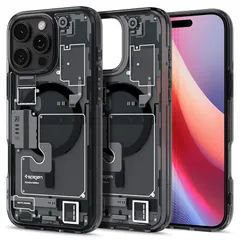 Spigen 【創業18年の技術力】iPhone 16 Pro Max ケース MagSafe対応 クリア ストラップホール 米軍MIL規格 ウルトラ・ハイブリッド・マグフィット ACS08004 (ゼロ・ワン)