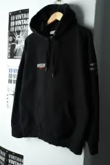 (M-L) Andersson Bell(アンダースンベル) フード付きTシャツ ブラック オールドスクール よく熟成-165BD