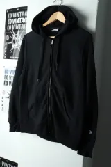 W(M) チャンピオン ジップアップ リバースウィーブ ブラック オールドスクール-165C2