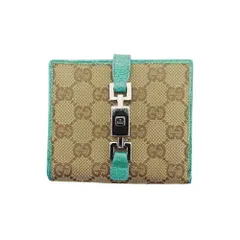 【最大30％OFF】グッチ GUCCI 二つ折り財布 GGキャンバス ジャッキー ベージュ ブラウン グリーン レディース 中古