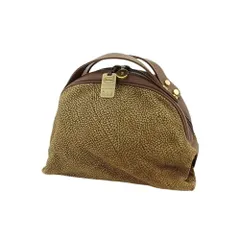 【最大30％OFF】ボルボネーゼ BORBONESE ハンドバッグ うずら柄 redwallタグ付き ブラウン ベージュ ゴールド レディース 中古
