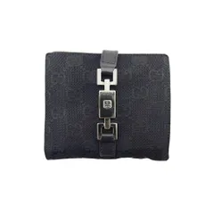 【最大30％OFF】グッチ GUCCI 二つ折り財布 GGキャンバス ジャッキー ブラック シルバー レディース 中古