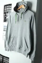 (M) アディダス フード付きTシャツ 00年代 オリジナル グレー 抹茶味-165D4