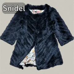 Snidel ラビット リアルファーコート　y2k 平成 ノーカラージャケット レトロ 花柄裏地 7分丈