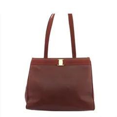【最大30％OFF】サルヴァトーレフェラガモ Salvatore Ferragamo トートバッグ ヴァラ リザード調 ブラウン ゴールド レディース 中古