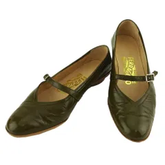 【最大30％OFF★ウィンターセール】サルヴァトーレフェラガモ Salvatore Ferragamo パンプス Vカット ♯4ハーフC ストラップ グリーン ベージュ シルバー レディース 中古