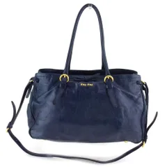 【最大30％OFF★クリスマスSALE】ミュウミュウ MIUMIU ショルダーバッグ リボン ネイビー ゴールド レディース 中古