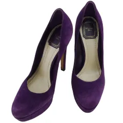 【最大30％OFF★ウィンターセール】ディオール Dior パンプス ハイヒール ♯36ハーフ プラットフォーム パープル ゴールド レディース 中古