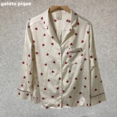 gelato pique ハート柄ボタンアップルームウェア Fサイズ