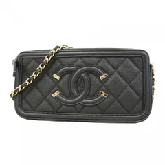 シャネル(Chanel) シャネル 財布・ショルダーウォレット チェーンショルダー CCフィリグリー キャビアスキン ブラック レディース