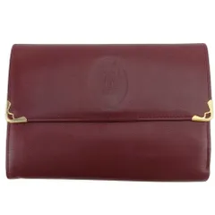 【最大30％OFF★ウィンターセール】カルティエ CARTIER 三つ折り財布 マストライン ボルドー ゴールド レディース 中古