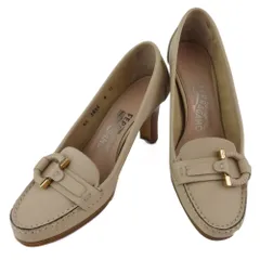 【最大30％OFF★ウィンターセール】サルヴァトーレフェラガモ Salvatore Ferragamo パンプス ガンチーニ ♯6C ローファー ベージュ ブラウン ゴールド レディース 中古