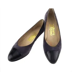 【最大30％OFF】サルヴァトーレフェラガモ Salvatore Ferragamo パンプス バイカラー ♯7C ラウンドトゥ グレー 灰色 ブラック レディース 中古