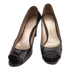 【最大30％OFF】サルヴァトーレフェラガモ Salvatore Ferragamo パンプス オープントゥ ♯4ハーフC ハイヒール グリーン ブラック ブラウン系 レディース 中古