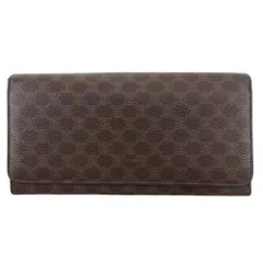 【最大30％OFF】セリーヌ CELINE 長財布 マカダム ブラウン ベージュ ゴールド レディース 中古