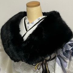 毛皮◇ファーマフラー◇ベージュ□首元◇防寒◇着物洋服にも♪CY12-11 