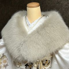 毛皮◇ファーマフラー◇ベージュ□首元◇防寒◇着物洋服にも♪CY12-11 