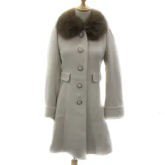 アプワイザーリッシェ Apuweiser-riche ステンカラーコート ロング丈 無地 フォックスファー付き 1 ライトベージュ ライトブラウン /YS1