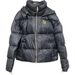 ZM1691 PUMA プーマ パーカー フード付き ダウンジャケット ジャンパー ブラック 黒 メンズ レディース 洗える US Sサイズ ゴールドロゴ