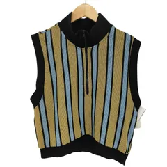 ザラ ZARA ストライプ ハーフジップ ニットベスト レディース import：L 