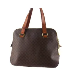 【最大30％OFF★ウィンターセール】セリーヌ CELINE トートバッグ マカダム ブラウン ベージュ ゴールド レディース 中古