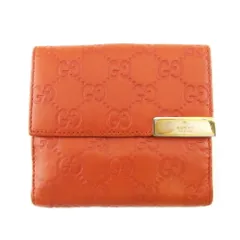 【最大30％OFF】グッチ GUCCI 二つ折り財布 グッチシマ オレンジ ゴールド レディース 中古