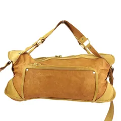 【最大30％OFF★ウィンターセール】セリーヌ CELINE ショルダーバッグ 異素材コンビ ライトブラウン ベージュ シルバー ゴールド レディース 中古