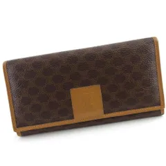 【最大30％OFF】セリーヌ CELINE 長財布 マカダム ブラウン ベージュ ゴールド レディース 中古