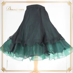社交ダンス 衣装 スタンダード スカート レッスンウェア 黒 緑 グリーン系 ブラック系 U:NA ユーナ 無地 シンプル フリル 練習着 可愛い ファスナー 伸縮性 ポリエステル レディース ダンスウェア おしゃれ トレーニング スカート丈62cm ウエスト