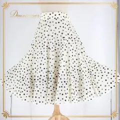 社交ダンス 衣装 スタンダード スカート レッスンウェア U:NA ユーナ 白 黒 ブラック系 ホワイト系 白 黒 水玉 ドット 練習着 かわいい ふんわり スカート 総丈66.5cm ウエスト34.5cm ポリエステル ポリウレタン 伸縮性 かわいい