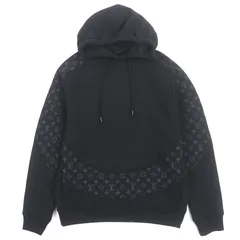 ルイヴィトン パーカー モノグラム フード 裏起毛 XXL 立体ロゴ 黒 美品