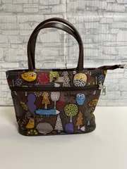 【C1-33】◇ LeSportsac トートバック　ブラウンカラー　総柄