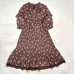 ANAYI アナイ パンジー柄 シャーリング ロングワンピース 総柄 36