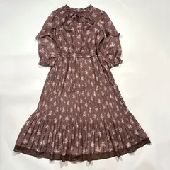 Rose Tiara ローズティアラ 花柄 フラワー プリーツ ワンピース ドレス 総柄 ボウタイ リボン フレア 42