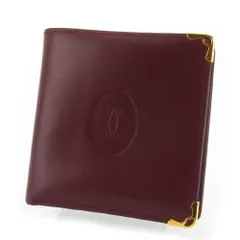 【最大30％OFF★ウィンターセール】カルティエ CARTIER 二つ折り財布 マストライン ボルドー ゴールド レディース 中古