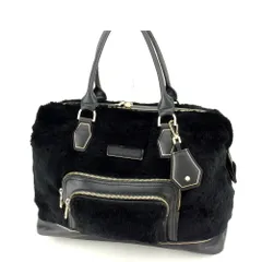 【最大30％OFF★ウィンターセール】ロンシャン Longchamp トートバッグ ファーコンビ ブラック ゴールド レディース 中古