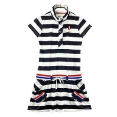 サイズ：M FILA GOLF フィラゴルフ  半袖ワンピース ボーダー柄 ネイビー系 [240101548895] ゴルフウェア レディース ストスト