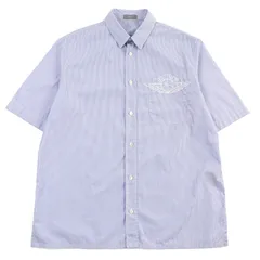 美品○DIOR ディオール オム 033C502A4823 コットン AIR DIOR ロゴ刺繍 ポケット付き 半袖シャツ ブルー系 39 イタリア製 正規品 メンズ 美品○DIOR ディオール オム 033C502A4823 コットン100% AIR DIOR ロゴ