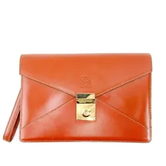 【最大30％OFF】ロエベ LOEWE クラッチバッグ アナグラム ブラウン レディース 中古