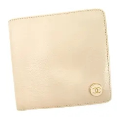 【最大30％OFF★ウィンターセール】シャネル CHANEL 二つ折り財布 ココボタン ベージュ レディース 中古