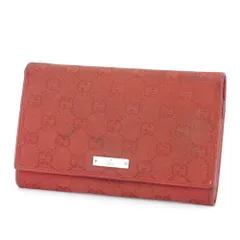 【最大30％OFF★ウィンターセール】グッチ GUCCI 長財布 GGキャンバス レッド シルバー レディース 中古