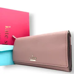 【美品/箱付き】Kate spade ケイトスペード 長財布 ウォレット 二つ折り フラップ PVC サフィアーノレザー ピンク シルバーロゴ レディース エレガント フェミニン かわいい 大容量 カード収納 人気モデル クリーニング済み W2
