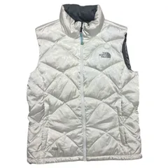 ザ･ノース･フェイス 550 フィルパワー ダウン ベスト ホワイト 白 レディース L ナイロンジャケット アウトドア 中間着 アウター ロゴ フルジップ キルティング 古着