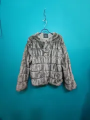 ZARA レディース フェイクファー ニット カーディガン