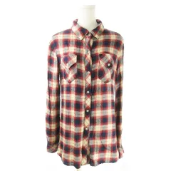 ブージュルード Bou Jeloud シャツ レギュラー 長袖 ダブルポケット チェック とろみ カジュアル アメカジ M 赤 レッド /AO6