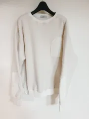 メンズ シャカシャカ素材 バイカラー 長袖 スウェットTシャツ - オフホワイト (-105)